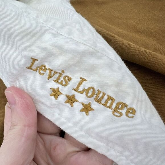 Levi’s Red Tab Lounge Collared Polo Shirt Womens Medium Short Sleeve Beige - Picture 5 of 5